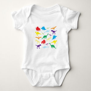 Body Para Bebé Patrón de Dinosaurios Coloridos para Niños