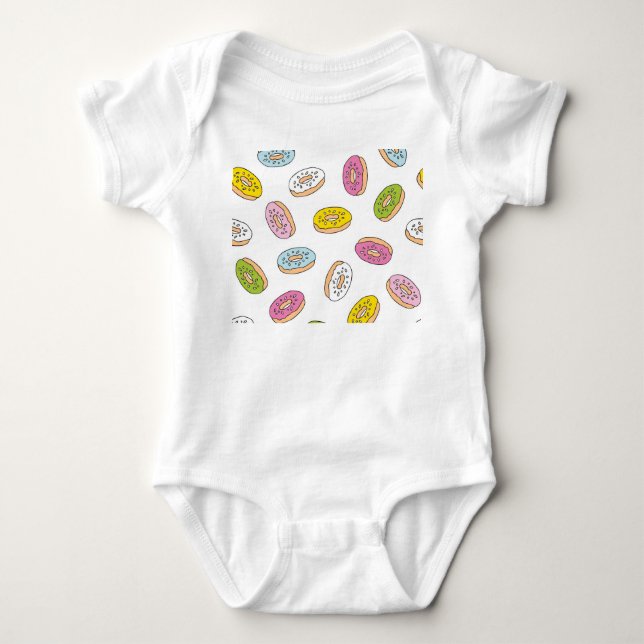Body Para Bebé Patrón de donuts Doodle, diseño sin fisuras. (Anverso)