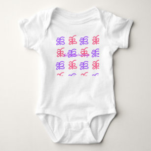 Body Para Bebé Patrón de doodle de mariposa rosa morado agregar t