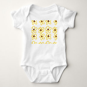 Body Para Bebé Patrón de girasol amarillo marrón flor floral boho