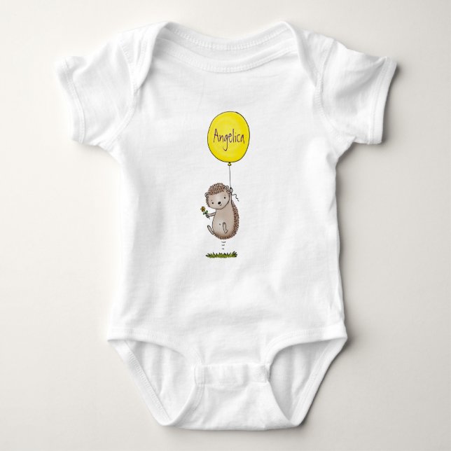 Body Para Bebé Patrón de hedgehog y personalizado de globos (Anverso)