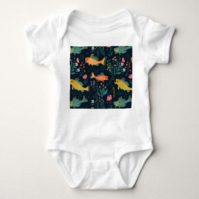 Body Para Bebé Patrón de la planta acuática de Koi de peces subac (Anverso)
