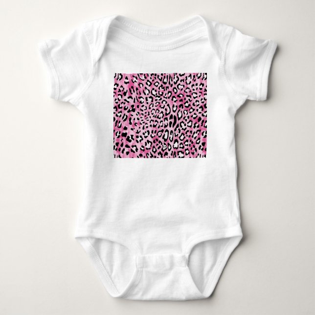 Body Para Bebé Patrón de Leopardo Blanco Rosa. (Anverso)