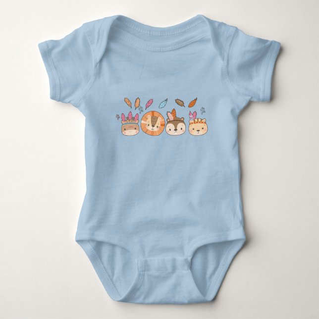 Body Para Bebé Patrón de nativos indígenas de la tribu Woodland S (Anverso)
