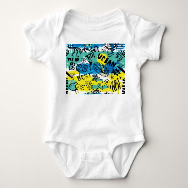 Body Para Bebé Patrón de niños dibujados a mano (Anverso)