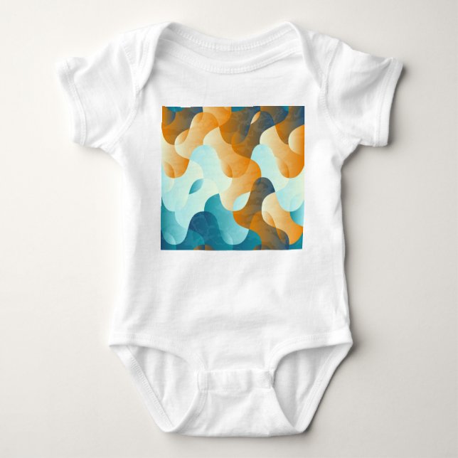 Body Para Bebé Patrón de ondas de cosecha, azul y marrón. (Anverso)