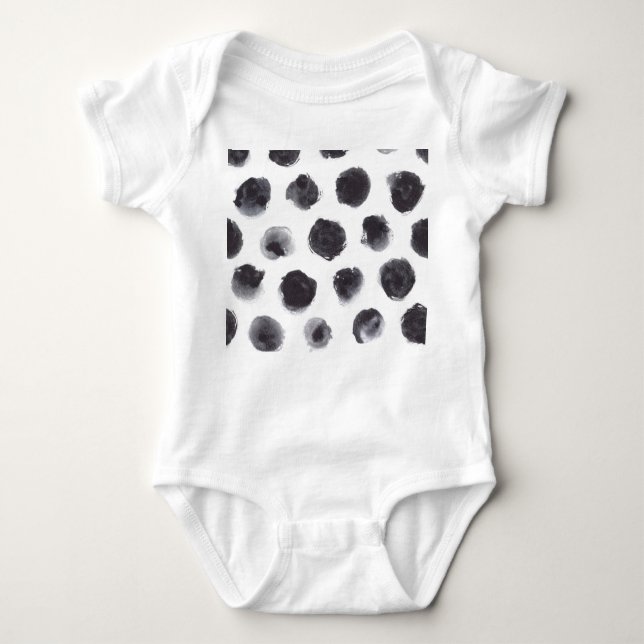Body Para Bebé Patrón de puntos polacos: negro, gris. (Anverso)