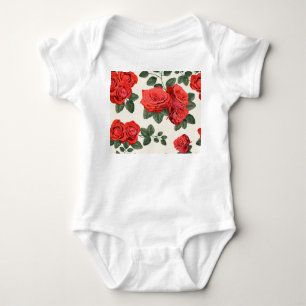 Body Para Bebé Patrón de rosas vintage sin inconveniente, diseño 