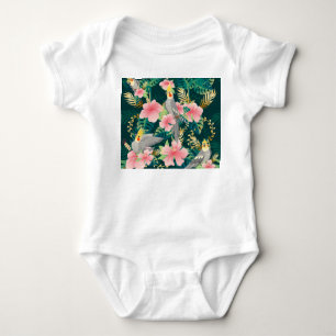 Body Para Bebé Patrón de vintage de loro de Cockatiel