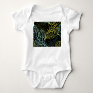 Body Para Bebé Patrón elegante de tulipanes verdes y azules