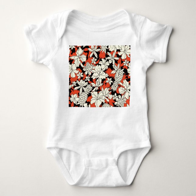 Body Para Bebé Patrón exótico sin foco de flor tropical (Anverso)