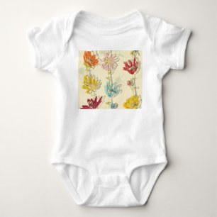 Body Para Bebé Patrón floral de acero inoxidable