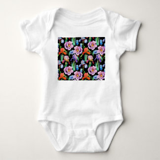 Body Para Bebé Patrón floral de color acuático de Peony