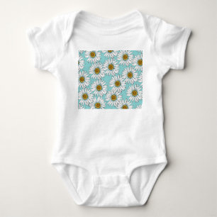 Body Para Bebé Patrón floral de margarita azul