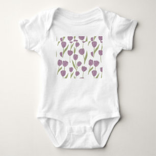 Body Para Bebé Patrón floral de tulipán púrpura