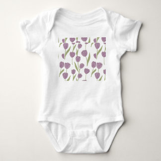 Body Para Bebé Patrón floral de tulipán púrpura