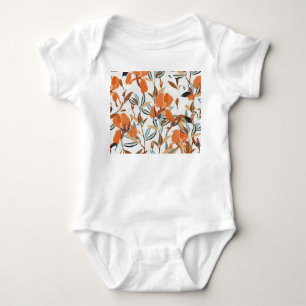 Body Para Bebé Patrón floral Iris del Naranja de la cosecha