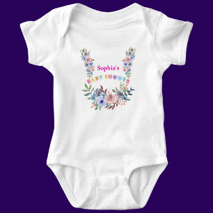 Body Para Bebé Patrón floral personalizado de Baby Shower persona