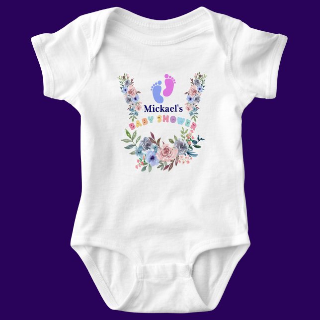 Body Para Bebé Patrón floral personalizado de Baby Shower persona (Subido por el creador)