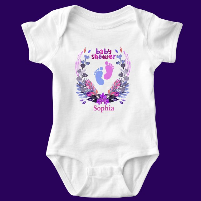 Body Para Bebé Patrón floral personalizado de Baby Shower persona (Subido por el creador)