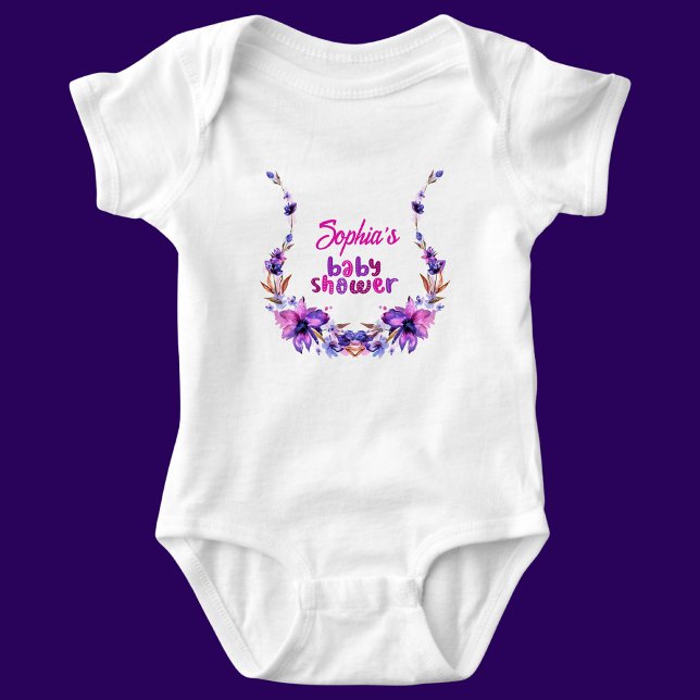 Body Para Bebé Patrón floral personalizado de Baby Shower persona (Subido por el creador)