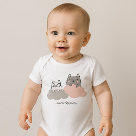 Body Para Bebé Patrón Lindo Gatito Nube