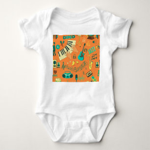 Body Para Bebé Patrón musical colorido dibujado a mano