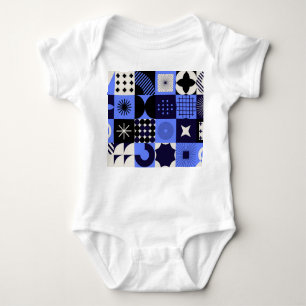 Body Para Bebé Patrón retrofuturista audaz de Bauhaus geométrico