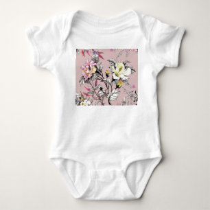 Body Para Bebé Patrón rosa de las flores de color de agua