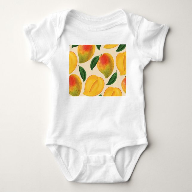 Body Para Bebé Patrón sin foco de fruta de mango (Anverso)