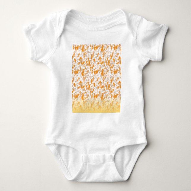 Body Para Bebé Patrón textil con un vibrante naranja y gol (Anverso)