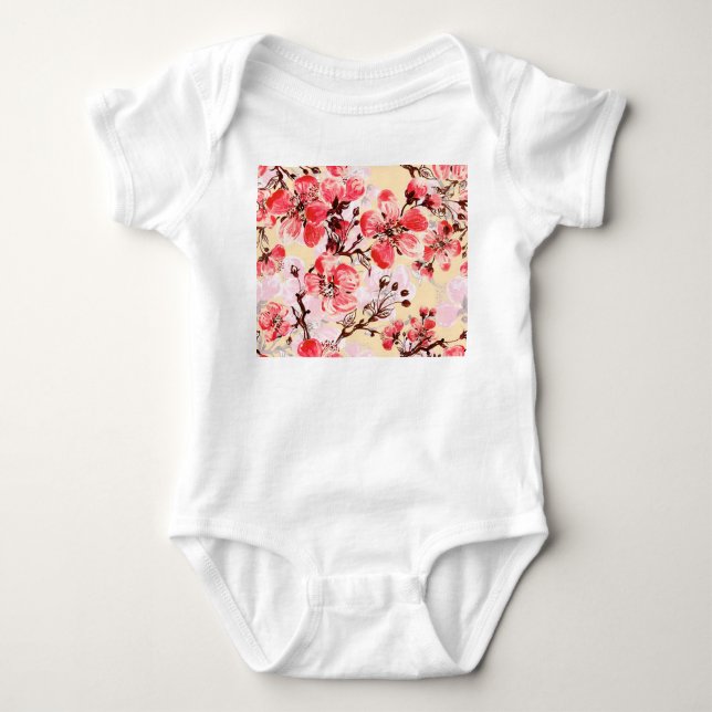 Body Para Bebé Patrón U de las flores de primavera (Anverso)