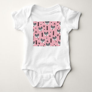 Body Para Bebé Patrón Woodland de Fox de bebé geométrico