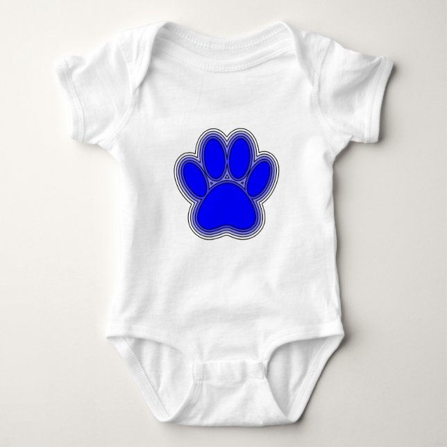 Body Para Bebé Paw De Perro En Azul Con Brotes (Anverso)
