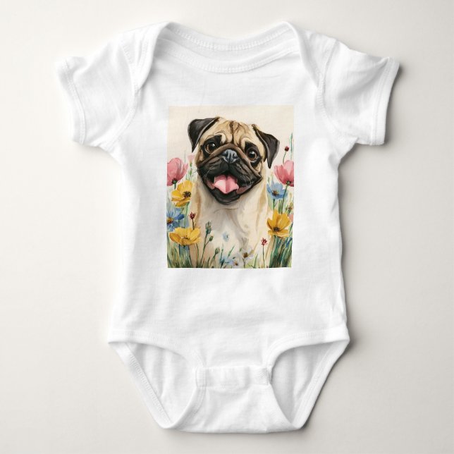 Body Para Bebé Pawtected by Pug (Anverso)