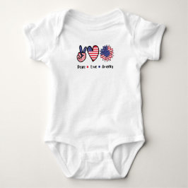 Body Para Bebé Paz Amor América Gráfica Patriótica de la Bandera 
