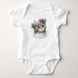 Body Para Bebé Paz amor gatos