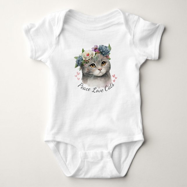 Body Para Bebé Paz amor gatos (Anverso)