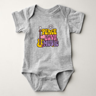 Body Para Bebé Paz, Amor Y Música Baby Bodysuit