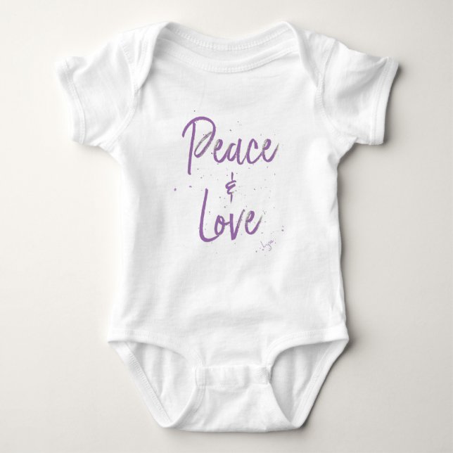 Body Para Bebé PAZ y amor morado (Anverso)