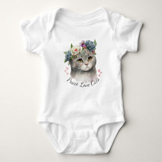 Body Para Bebé Peace Love Cats Bodysuit