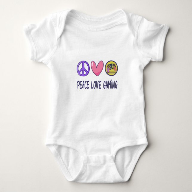 Body Para Bebé Peace Love Gaming (Anverso)