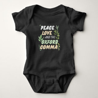 Body Para Bebé Peace Love Oxford Comma English Grammar Humor