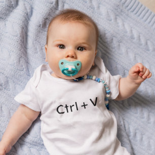 Body Para Bebé Pegar Ctrl+V negro sobre blanco