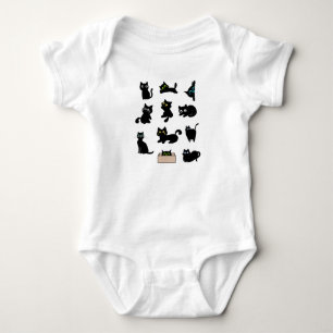 Body Para Bebé Pegatina de vinilo de gatos negros Gato lindo 