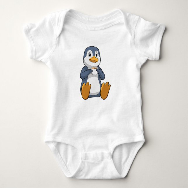 Body Para Bebé Penguin con Copa de Café (Anverso)