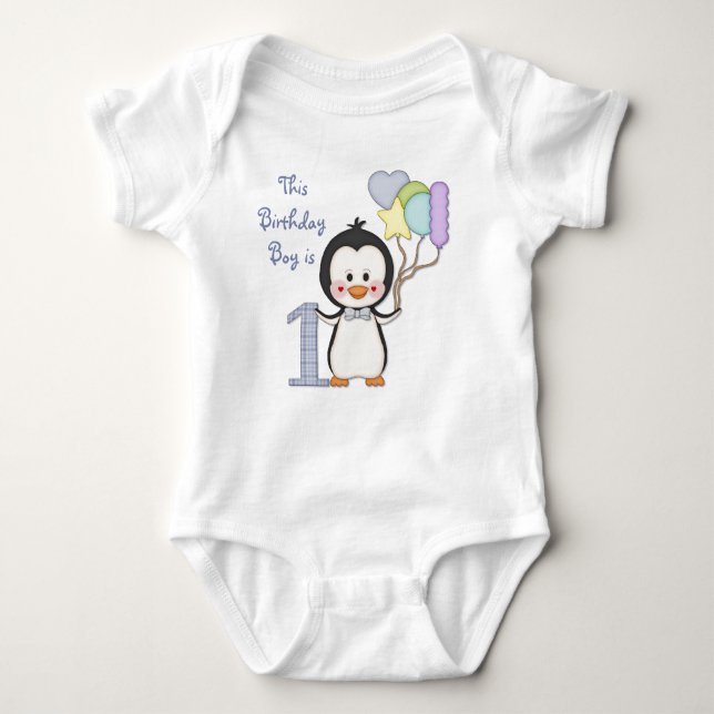Body Para Bebé Penguin Cutie - Niño Primer cumpleaños (Anverso)