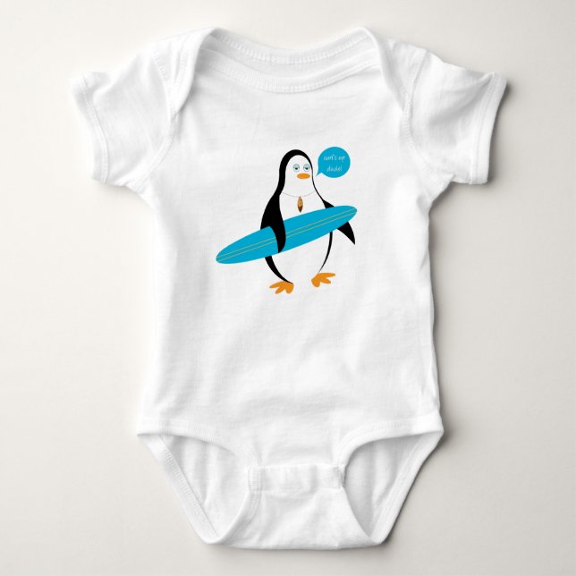 Body Para Bebé Pepe Surfer Penguin Creeper (Anverso)