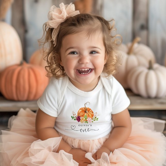 Body Para Bebé Pequeña calabaza floral de primer cumpleaños (Subido por el creador)