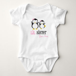 Body Para Bebé Pequeña camiseta rosa personalizada de Pingüino
